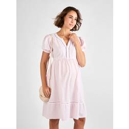 JoJo Maman Bébé Pink Stripe Maternity Dress Small