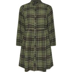 Yours Curve Check Shirt Dress Plus Size - Light Khaki