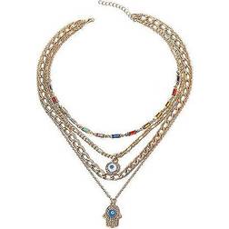 Kikidex Gold Layered Evil Eye Necklace - Chunky