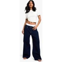 boohoo The Petite Low Waist Boyfriend Jean - Blue
