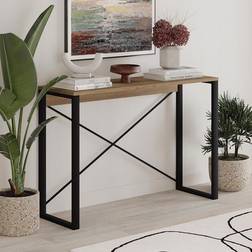 Fwstyle Dark Oak Metal Narrow Hallway 110cm Console Table