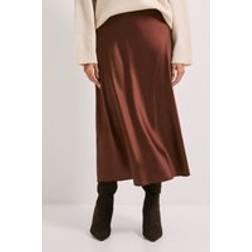 Dorothy Perkins Womens Satin Bias Cut Skirt - Brown