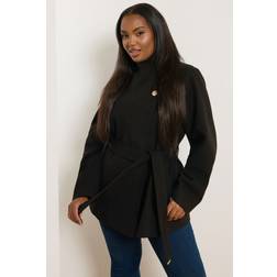 Yours Formal Wrap Coat Women's Curve Plus Size - Black