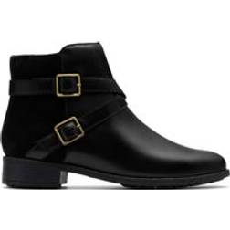 Clarks Bay Black Leather Ankle Boots 7-Standard Fit