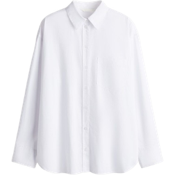 H&M Oversized Cotton Poplin Shirt - White