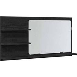 vidaXL Badrumsspegelskåp Svart Ek 90x11x45 cm