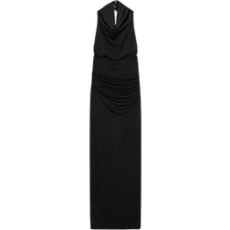 Zara Long Halter Dress with Open Back - Black