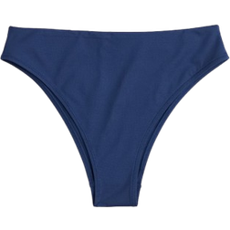 H&M Cheeky Bikinihose High Waist - Dunkelblau/Weiß
