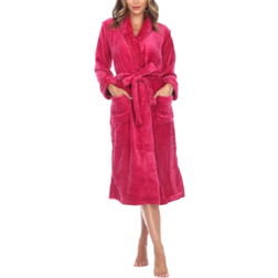 White Mark Women's Cozy Lounge Robe - Burgundy