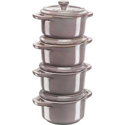 Staub Cocotte Antique Grey Cookware Set with lid 4 Parts
