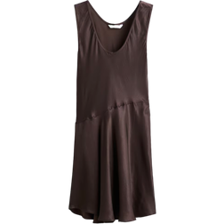 H&M Flared Satin Dress - Dark Brown