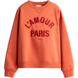 H&M Text Motif Sweatshirt - Orange/Paris