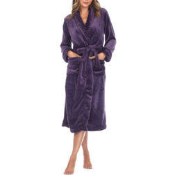 White Mark Women's Cozy Lounge Robe - Purple