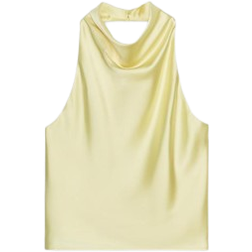 Zara Satin Halter Top - Light Yellow