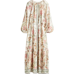 H&M Oversized Tie-Belt Dress - Cream/Floral