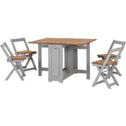 SECONIQUE Santos Butterfly Grey Slate/Distressed Waxed Pine Dining Set 92x115cm 5pcs