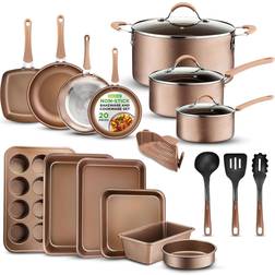 NutriChef High Qualified Basic Kitchen Gold Cookware Set with lid 8 Parts