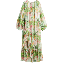H&M Dam Plisserad Maxiklänning - Ljusrosa/Mönstrad