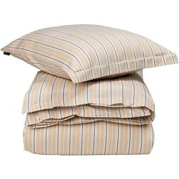 Lexington Striped Poplin Sengesæt 150x210 cm Beige Dynebetræk Hvid, Beige (210x150cm)