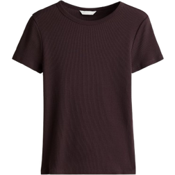 H&M Ribbed T-shirt - Dark Brown