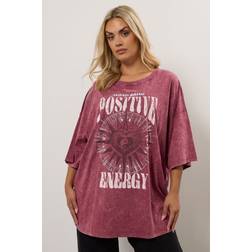 Yours Curve Pink Acid Wash Acid Wash T-Shirt - Pink