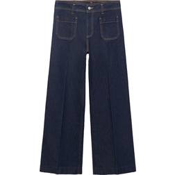 Mango Wide Leg Jeans With Pockets Dam - Open Blue