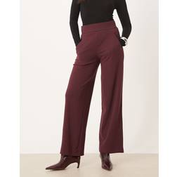 JDY Wide Leg Tailored Trousers - Burgundy