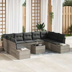 vidaXL Havesofa Sæt Med Pude 10 Pcs Lysegrå Loungesæt