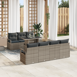 vidaXL 8 Piece Garden Sofa with Cushions Grey Outdoor Lounge Set
