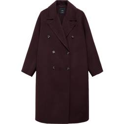 Mango Handmade Oversized Wool Coat Wine -
