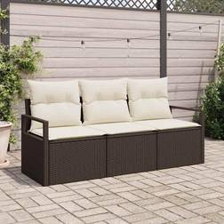 vidaXL Havesofa Sæt Med Pude Med Opbevaring 3 Pcs Brun Loungesæt, borde inkl. 1 sofaer