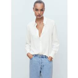 Mango Fluid Longsleeved Blouse Kvinde Natural White