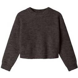 Name It Boxy Fit Striktrøje Nkfholly Kort Strik Noos - Mørkebrun