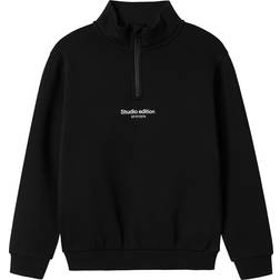 Name It Half Zip Sweatshirt - Sort/Hvid