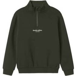 Name It Sweatshirt Nkmbrody - Mörkgrön/Vit