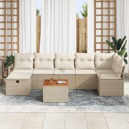 vidaXL Havesofa Sæt Med Pude Med Opbevaring 8 Pcs Beige Loungesæt