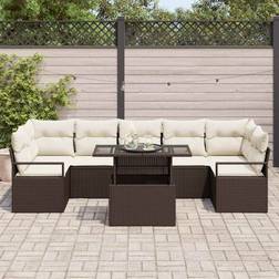 vidaXL 8 Personers Have Sofa Sæt Med Puder Brun 100 x 55 x 73 cm Loungesæt