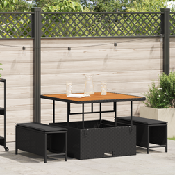 vidaXL Trädgårdsmöbelset 3 pcs Svart Poly Rattan Matgrupp