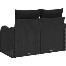 vidaXL 2-Seater Garden Black Poly Rattan Outdoor Sofa