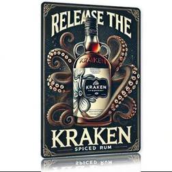 Shein Room Kraken Spiced Rum 7.8x11.8 Inch Metal Sign Wall Decor