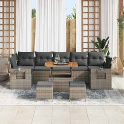 vidaXL Havesofa Sæt Med Pude 10 Pcs Grå 90 x 55 x 71 cm Modulsofa