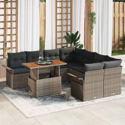 vidaXL 9 Piece Garden Sofa with Cushions Grey Outdoor Lounge Set