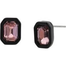 Steve Madden Punk Romance Emerald Cut Stone Stud Earrings - Pink