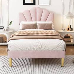 Shein Flieks Velvet Upholstered 90 x 190 cm Frame Bed