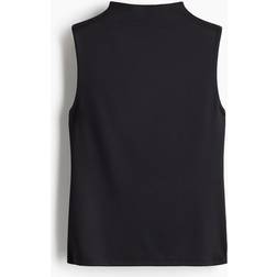 H&M Topp Mikrofiber Halvpolo Topp - Svart