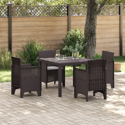 vidaXL Garden 5 Pcs Brown Plastic Patio Dining Set