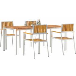 vidaXL 5 Styk Have Spisestel Solid Akacietræ 180x90x75 cm Havemøbelsæt