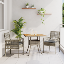 vidaXL Have Spisebordssæt 3 Pcs Grå Poly Rattan Havemøbelsæt