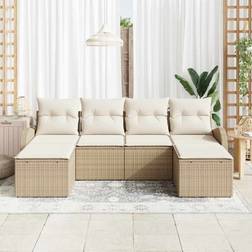 vidaXL 6 Stykker Have Sofa Sæt Med Puder Beige Modulsofa