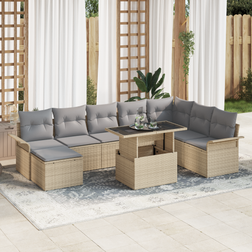 vidaXL 9 Stykke Have Sofa Set Med Puder Beige Loungesæt